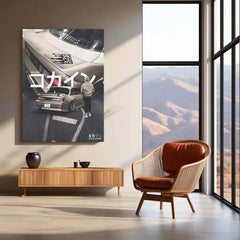 Car Metal Poster | Nissan Silvia S14 – Dream Chaser Edition | JDM Night Street Metal Frame | Japanese Car Culture Wall Art