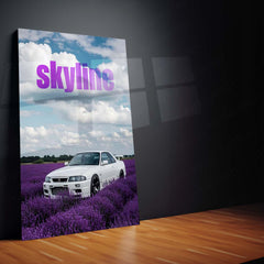 Nissan Skyline GT-R R33 in Lavender Fields Metal Poster | JDM Skyline Wall Art | Premium Car Print