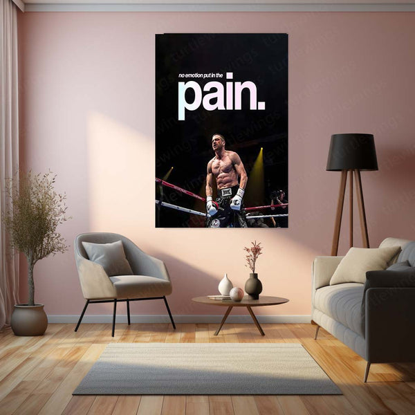 Quote Metal Poster | Jake Gyllenhaal – No Emotion, Only Pain Metal Frame Discipline & Suffering Mindset Wall Art | Controlled Rage & Relentless Grit Quote Metal Poster