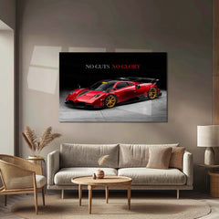 No Guts, No Glory – Pagani Huayra BC Metal Frame | Hypercar Motivation Wall Art