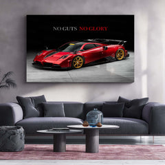 No Guts, No Glory – Pagani Huayra BC Metal Frame | Hypercar Motivation Wall Art