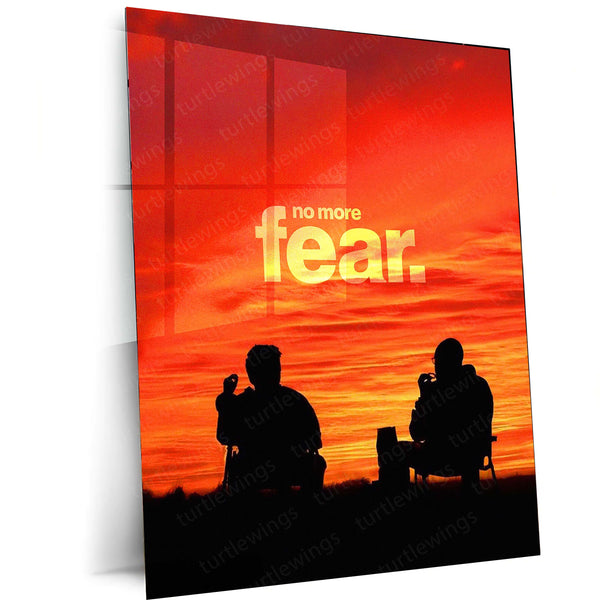No More Fear – Sunset Silhouette Scene | Minimalist Motivational Metal Frame