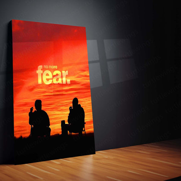 No More Fear – Sunset Silhouette Scene | Minimalist Motivational Metal Frame