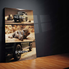 Quote Metal Poster | No Risk, No G-Wagon Metal Frame Elite Power, Dominance & Fearless Success Mindset Wall Art | Luxury SUV Quote Metal Poster