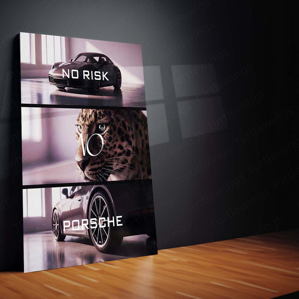 Quote Metal Poster | No Risk, No Porsche Metal Frame Precision Performance, Legacy Speed & Relentless Discipline Wall Art | Supercar Mindset Quote Metal Poster