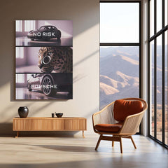Quote Metal Poster | No Risk, No Porsche Metal Frame Precision Performance, Legacy Speed & Relentless Discipline Wall Art | Supercar Mindset Quote Metal Poster