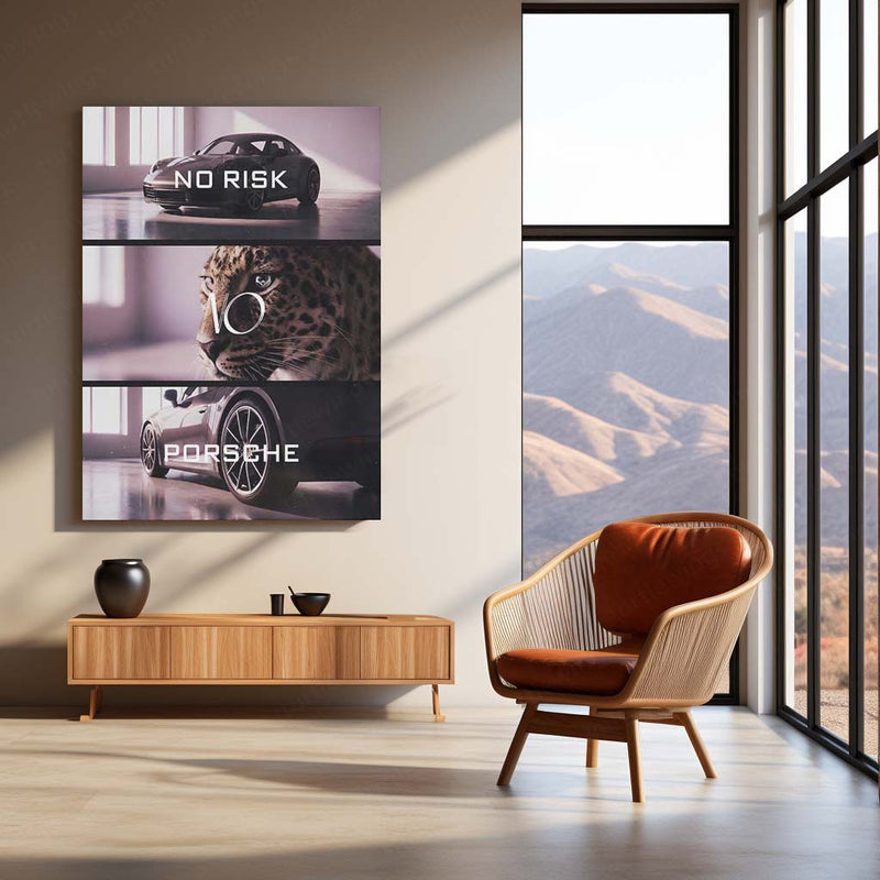 Quote Metal Poster | No Risk, No Porsche Metal Frame Precision Performance, Legacy Speed & Relentless Discipline Wall Art | Supercar Mindset Quote Metal Poster
