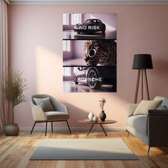 Quote Metal Poster | No Risk, No Porsche Metal Frame Precision Performance, Legacy Speed & Relentless Discipline Wall Art | Supercar Mindset Quote Metal Poster