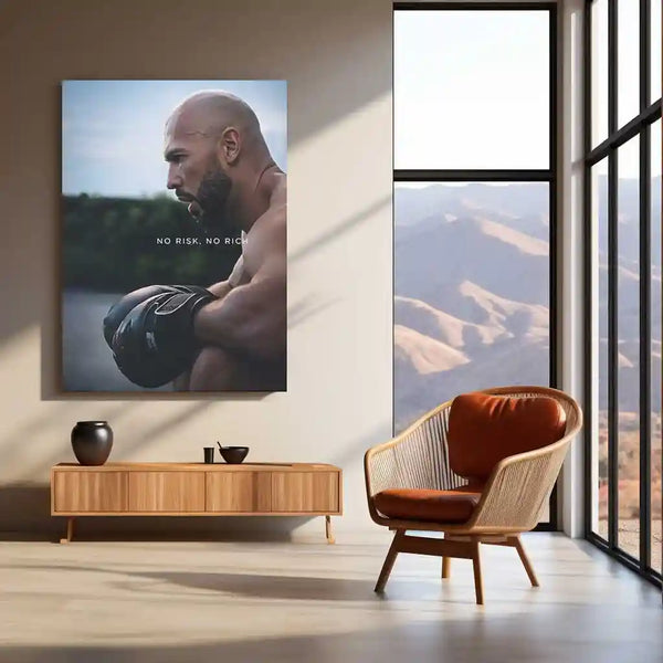Quote Metal Poster | No Risk, No Rich | Grit, Discipline & High-Stakes Hustle Metal Frame - TURTLEWINGS 