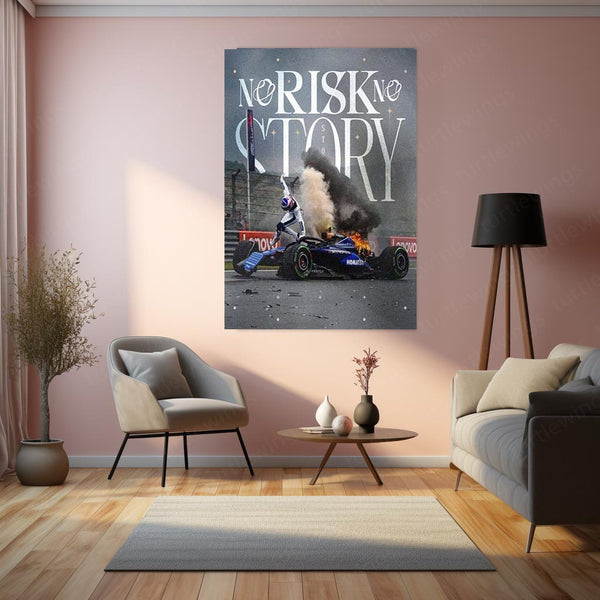 No Risk, No Story – Motivational Quote Metal Frame | Bold Adventure-Inspired Wall Art