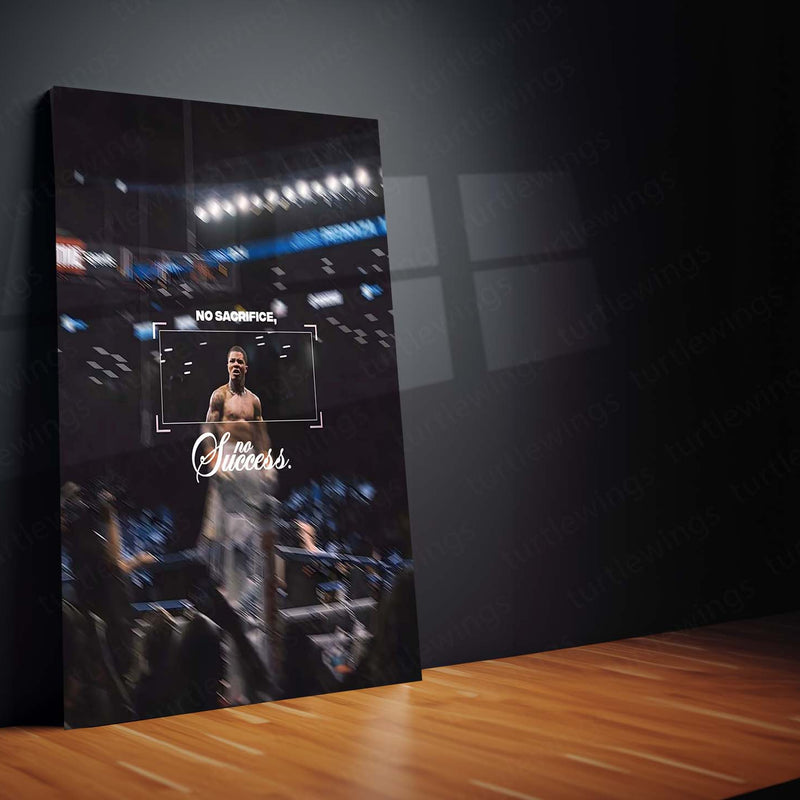 Quote Metal Poster | Gervonta Davis – No Sacrifice, No Success Metal Frame | Champion Mindset Boxing Wall Art | Motivational Quote Metal Poster