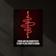 No Shortcuts – Neon LED Metal Frame | Motivational Wall Quote | Hustle & Grind Decor for Winners