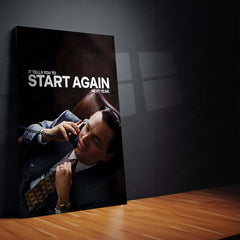 Quote Metal Poster | Leonardo DiCaprio – Start Again (Next Year) Metal Frame Dark Hustle Humor, Ruthless Motivation & Elite Discipline Quote Wall Art | Iconic Movie Scene Metal Poster