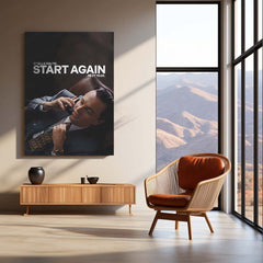 Quote Metal Poster | Leonardo DiCaprio – Start Again (Next Year) Metal Frame Dark Hustle Humor, Ruthless Motivation & Elite Discipline Quote Wall Art | Iconic Movie Scene Metal Poster