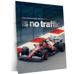 Quote Metal Poster | No Traffic in Your Lane – Ferrari F1 Metal Frame Elite Focus, Individual Path & Championship Mindset Quote Wall Art | Formula 1 Motivation Metal Poster