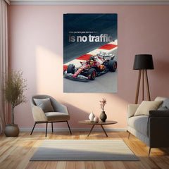 Quote Metal Poster | No Traffic in Your Lane – Ferrari F1 Metal Frame Elite Focus, Individual Path & Championship Mindset Quote Wall Art | Formula 1 Motivation Metal Poster