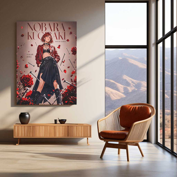 Anime Metal Poster | Nobara Kugisaki Straw Doll Metal Poster | Jujutsu Kaisen Anime Wall Art | Premium Aluminum Print