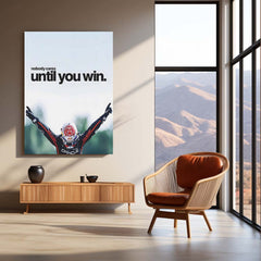 Quote Metal Poster | Max Verstappen – Nobody Cares Until You Win Metal Frame Relentless Champion Mentality & F1 Dominance Quote Wall Art | High-Performance Motorsport Metal Poster