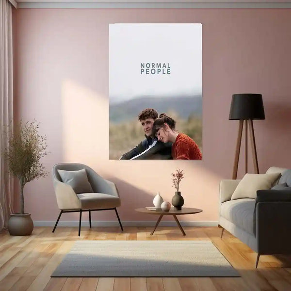 Movies & Series Metal Poster | Normal People Metal Poster | Romantic Couple Scene Wall Art | Minimal Love Aesthetic Frame | Series Inspired Decor - TURTLEWINGS 