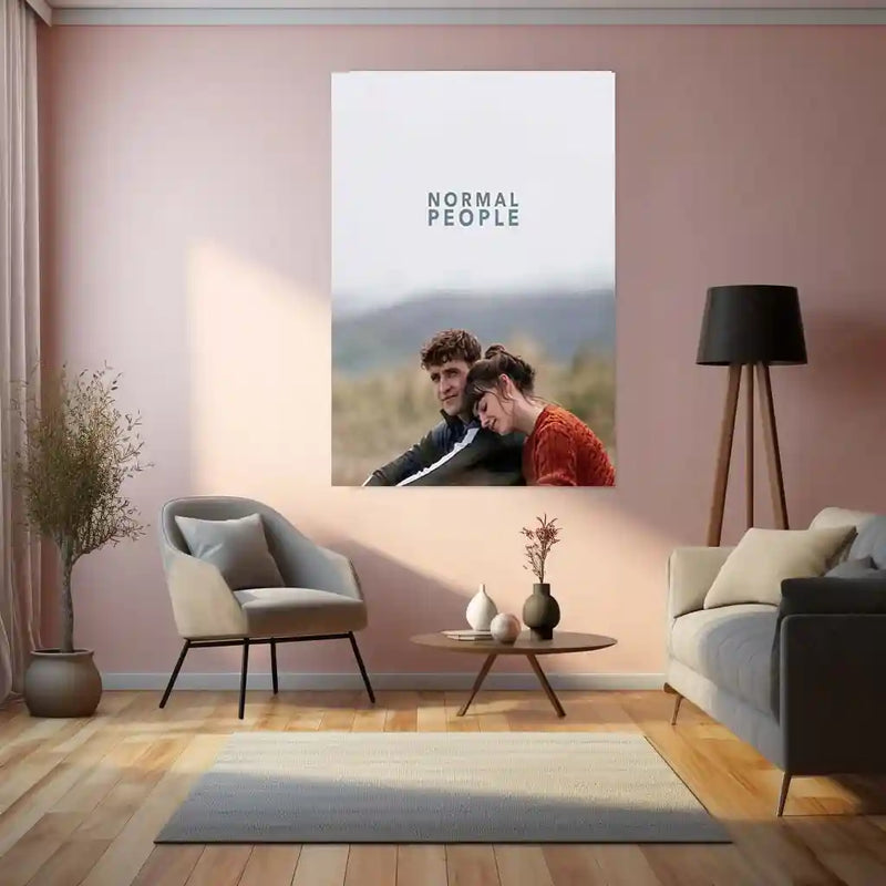 Movies & Series Metal Poster | Normal People Metal Poster | Romantic Couple Scene Wall Art | Minimal Love Aesthetic Frame | Series Inspired Decor - TURTLEWINGS 