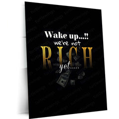 Quote Metal Poster | Not Rich Yet Metal Frame | Hustle & Money Mindset Quote Wall Art | Premium Motivational Metal Poster