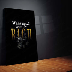 Quote Metal Poster | Not Rich Yet Metal Frame | Hustle & Money Mindset Quote Wall Art | Premium Motivational Metal Poster
