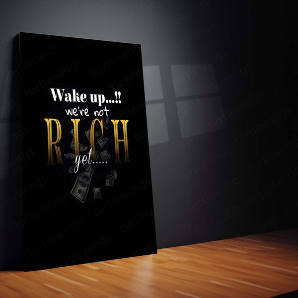 Quote Metal Poster | Not Rich Yet Metal Frame | Hustle & Money Mindset Quote Wall Art | Premium Motivational Metal Poster