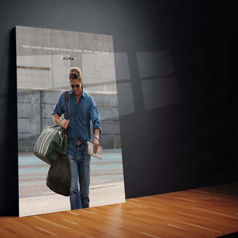 Quote Metal Poster | Brad Pitt – Not Every Comeback Makes Noise | Some Just Have Aura Motivational Metal Frame | Confidence