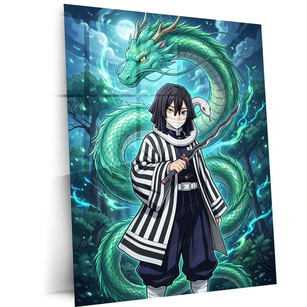 Anime Metal Poster | Obanai Iguro Serpent Breathing Metal Poster | Demon Slayer Anime Wall Art | Premium Aluminum Print