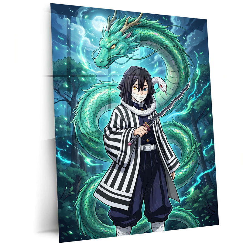 Anime Metal Poster | Obanai Iguro Serpent Breathing Metal Poster | Demon Slayer Anime Wall Art | Premium Aluminum Print