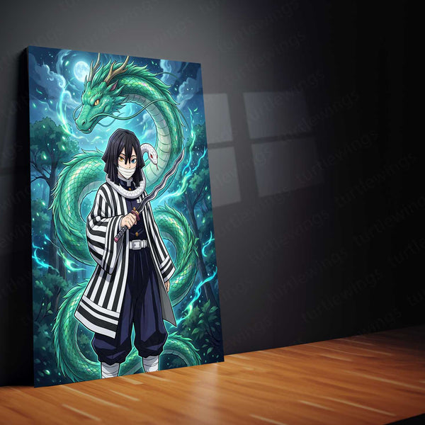 Anime Metal Poster | Obanai Iguro Serpent Breathing Metal Poster | Demon Slayer Anime Wall Art | Premium Aluminum Print