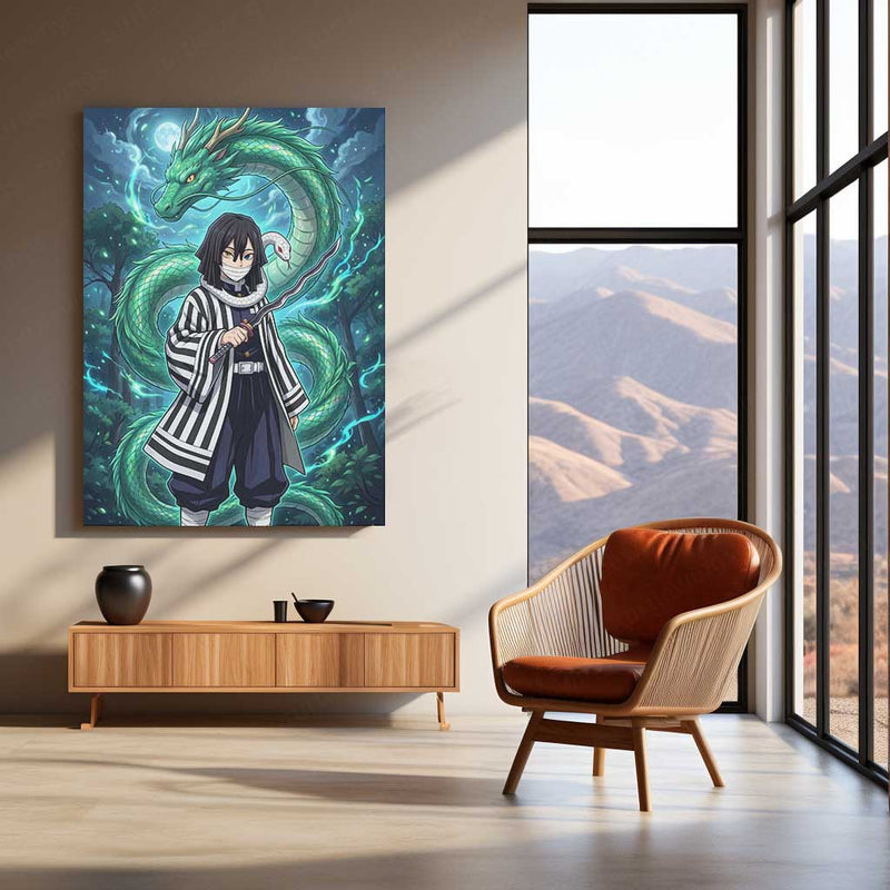 Anime Metal Poster | Obanai Iguro Serpent Breathing Metal Poster | Demon Slayer Anime Wall Art | Premium Aluminum Print