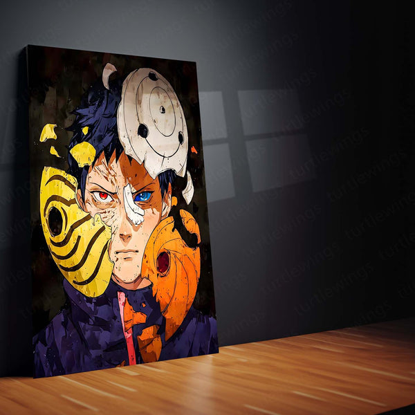Anime Metal Poster | Obito Uchiha – Mask of Shadows Artwork | Naruto Shippuden Metal Frame Poster