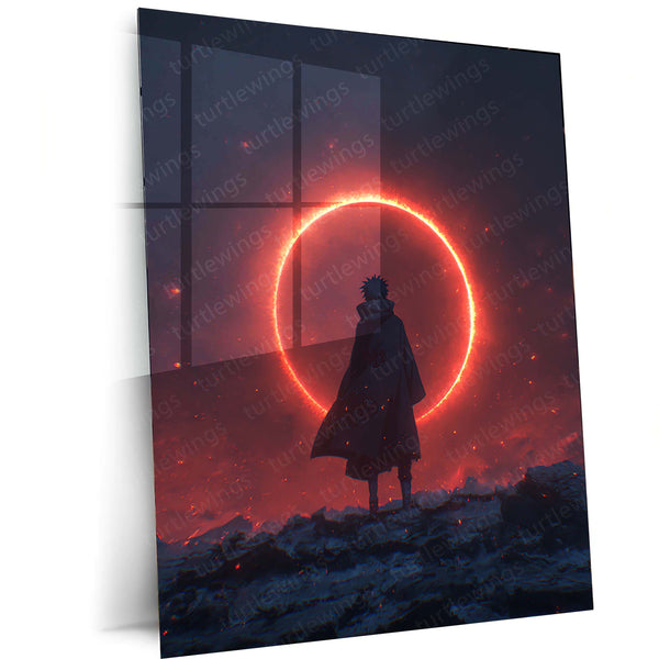 Anime Metal Poster | Itachi Uchiha – Red Moon Metal Poster | Naruto Akatsuki Wall Frame 01
