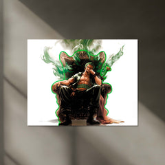 Roronoa Zoro King Neon LED Frame | One Piece Anime Wall Art | Throne Aura Swordsman Design