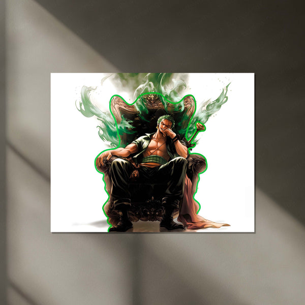 Roronoa Zoro King Neon LED Frame | One Piece Anime Wall Art | Throne Aura Swordsman Design