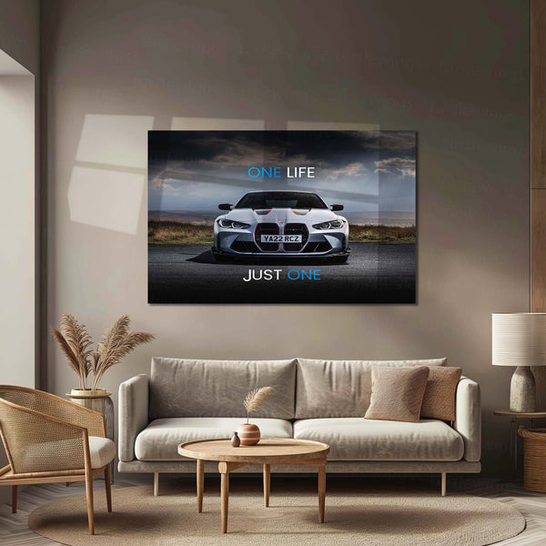 One Life. Just One. – BMW M4 CSL Metal Frame | High-Performance Car Wall Art