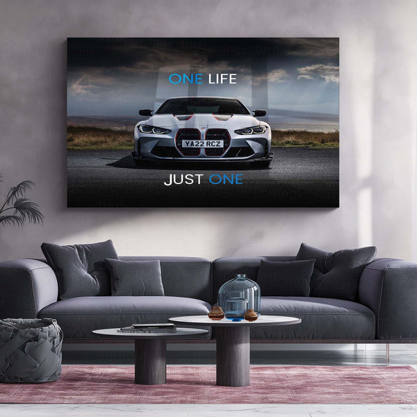 One Life. Just One. – BMW M4 CSL Metal Frame | High-Performance Car Wall Art