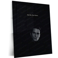 Quote Metal Poster | Christian Bale – One Life, One Chance Metal Frame | Dark Ambition Wall Art | Iconic Quote Metal Poster
