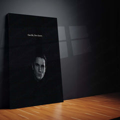 Quote Metal Poster | Christian Bale – One Life, One Chance Metal Frame | Dark Ambition Wall Art | Iconic Quote Metal Poster