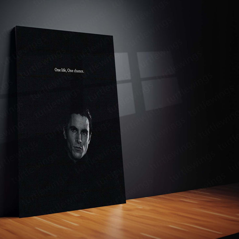 Quote Metal Poster | Christian Bale – One Life, One Chance Metal Frame | Dark Ambition Wall Art | Iconic Quote Metal Poster