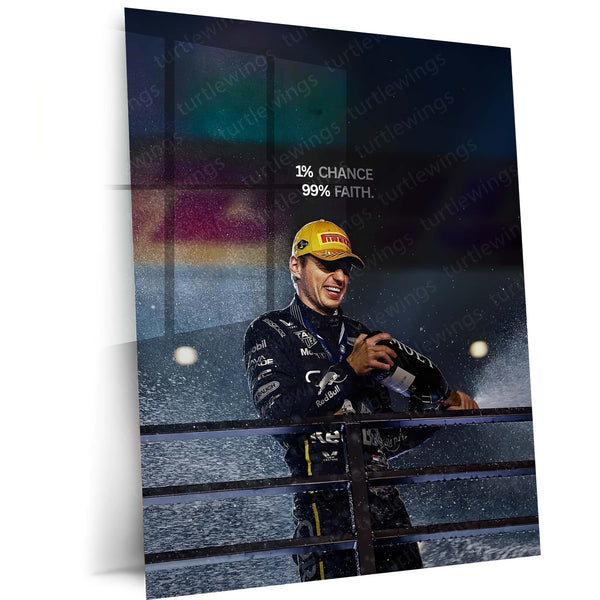 Quote Metal Poster | Las Vegas Grand Prix – One Percent Chance Metal Frame | F1 Faith & Belief Wall Art | Motorsport Motivational Quote Metal Poster