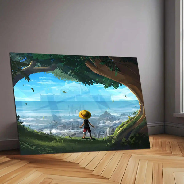 Anime Metal Poster | One Piece Metal Poster | Luffy Adventure Landscape Wall Art | Anime Metal Poster