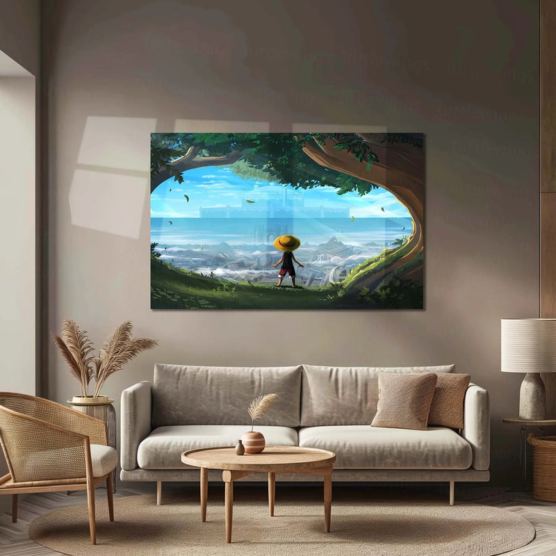 Anime Metal Poster | One Piece Metal Poster | Luffy Adventure Landscape Wall Art | Anime Metal Poster - TURTLEWINGS 