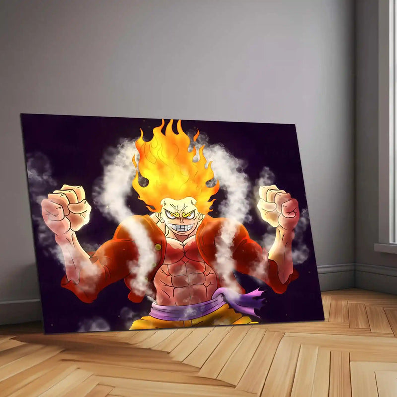 Anime Metal Poster | One Piece Luffy Fire Form Metal Poster | Anime Wall Art | Metal Poster
