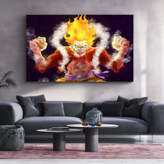 Anime Metal Poster | One Piece Luffy Fire Form Metal Poster | Anime Wall Art | Metal Poster