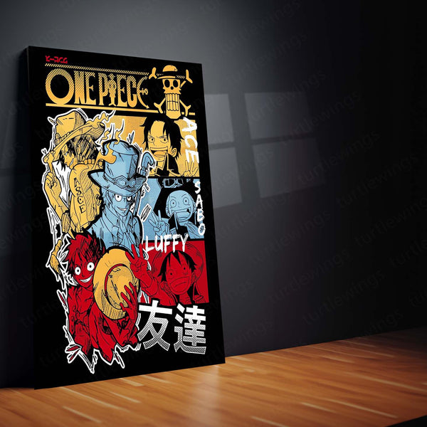 One Piece – Brothers of the Sea Metal Poster | Luffy, Ace & Sabo Wall Frame