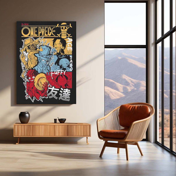 One Piece – Brothers of the Sea Metal Poster | Luffy, Ace & Sabo Wall Frame