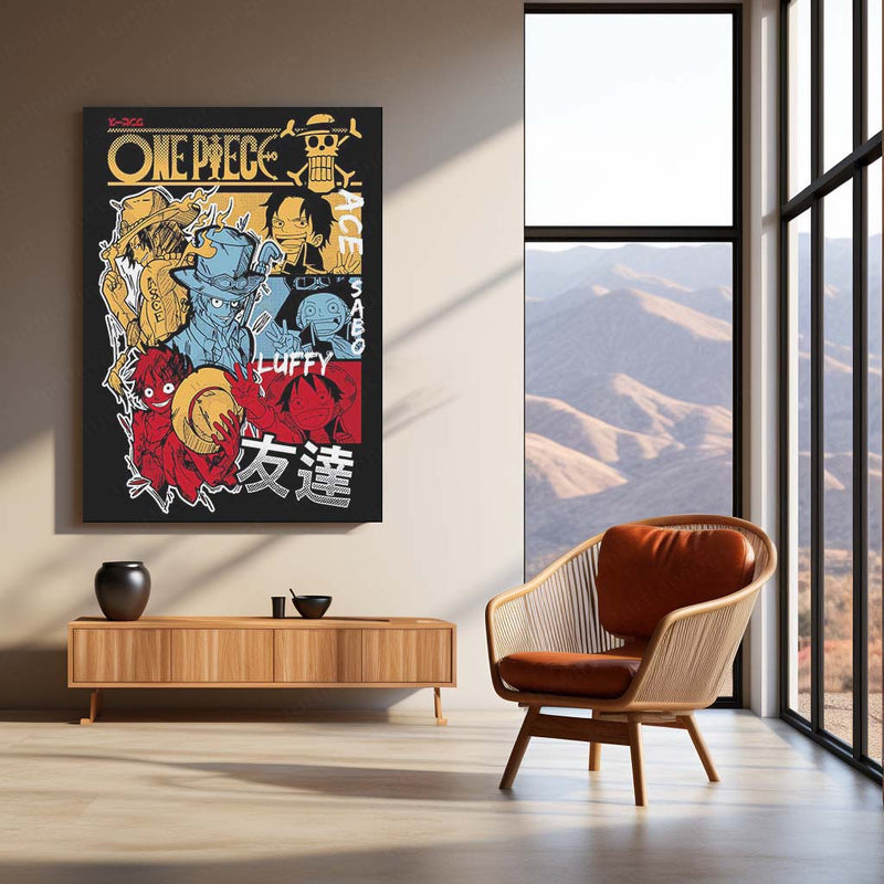 One Piece – Brothers of the Sea Metal Poster | Luffy, Ace & Sabo Wall Frame