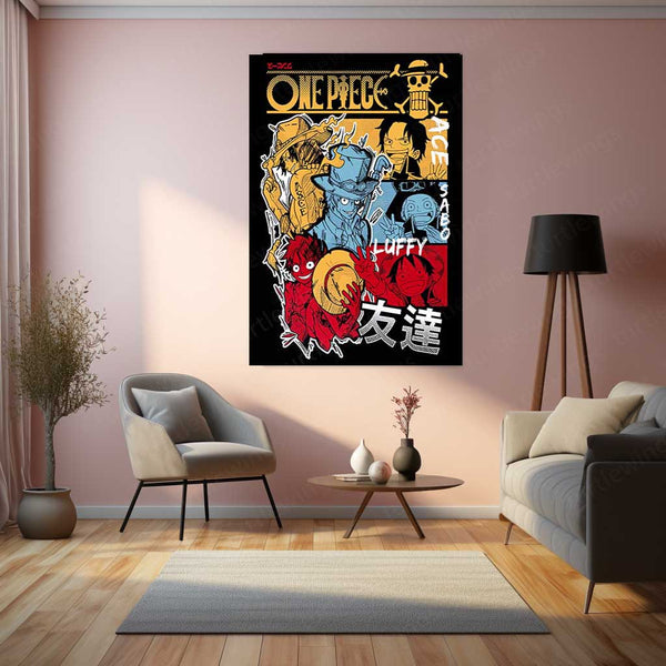 One Piece – Brothers of the Sea Metal Poster | Luffy, Ace & Sabo Wall Frame